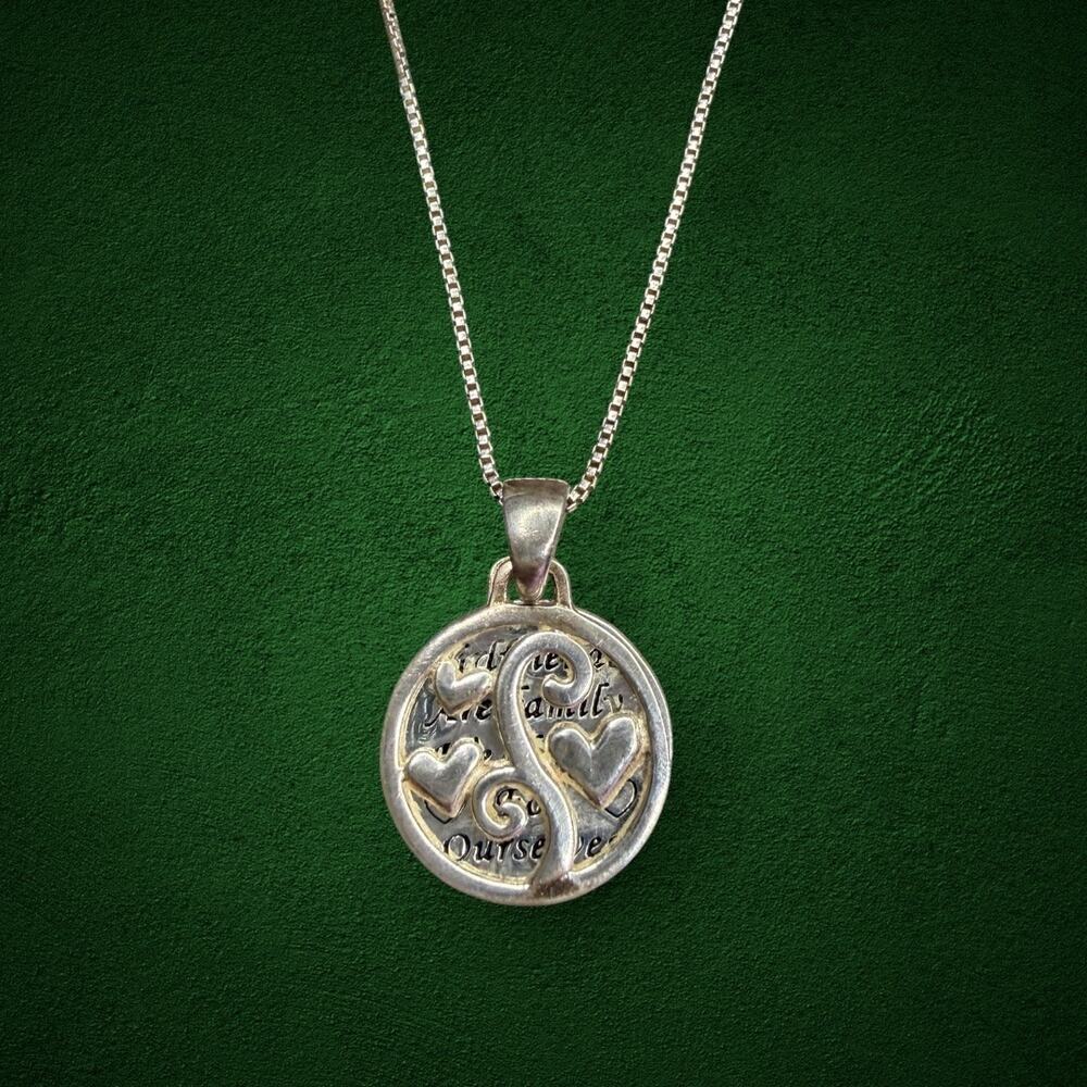 Sterling Silver 925 LA Initial S Heart Pendant Necklace 18” Box Chain